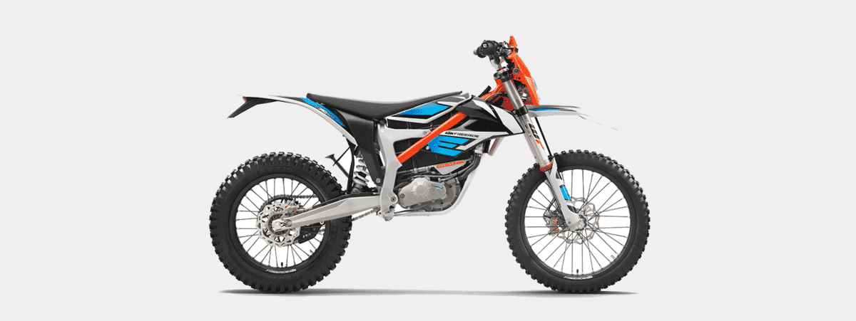 Orange and Blue KTM Freeride E-XC Electric Dirt Bike